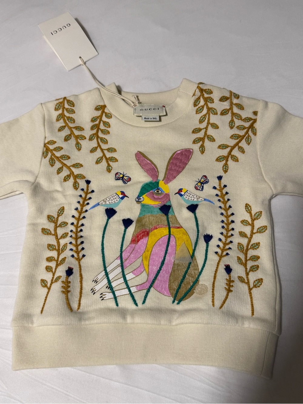 Gucci Babies' X Ashley Percival Embroidered Sweatshirt In Neutrals